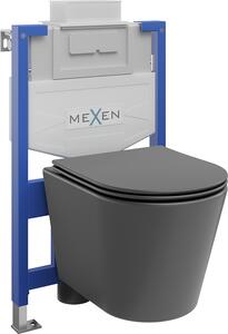 Mexen Fenix XS-U, podomítkový modul a závěsné WC Rico se sedátkem s pomalým dopadem, tmavě šedá matná, 68530724071