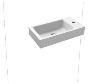 Kaldewei Puro - Umyvátko na zeď 550x300 mm bez přepadu, 1 otvor pro baterii na pravé straně, Perl-Effekt, alpská bílá 901206303001