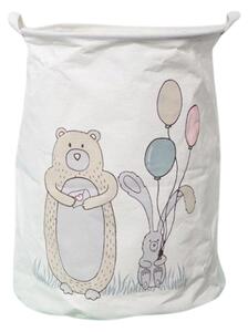 Koš na hračky a prádlo s potiskem BEAR 35x45 cm, bílý