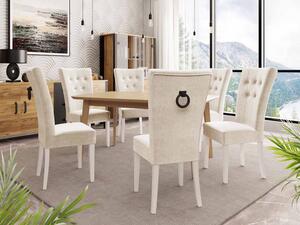 Rozkládací stůl 140x80 se 6 židlemi ST67, barva: natura, barva: bílá, Klepadlo: černé, Potah: Magic Velvet 2250 Mirjan24 5903211163760