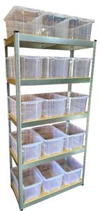 Akciový balíček - Kovový regál Economy 180x90x40 + plastové úložné boxy 15 kusů