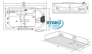NIKIDO HydroMasážní vana RAMZES 168x85x66 s ohřívačem