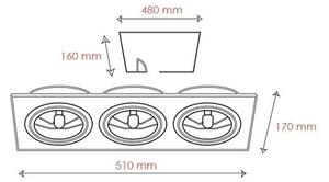 BPM 3052GU Vestavné svítidlo Aluminio Plata, kartáčovaný hliník 3x75W, 230V - BPM