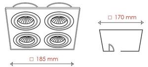 BPM 3015 Vestavné svítidlo Aluminio Plata, kartáčovaný hliník 4x50W, 12V - BPM