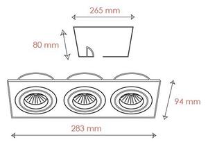 BPM 3013 Vestavné svítidlo Aluminio Plata, kartáčovaný hliník 3x50W, 12V - BPM