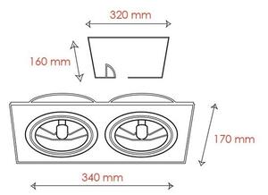 BPM 3051 Vestavné svítidlo Aluminio Plata, kartáčovaný hliník 2x100W, 12V - BPM