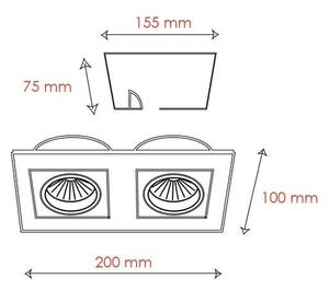 BPM 3067 Vestavné svítidlo Aluminio Plata, kartáčovaný hliník 2x50W, 12V - BPM