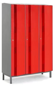 AJ Produkty Šatní skříň CREATE ENERGY, 3 sekce, 1985x1200x500 mm, červené dveře, vč. noh