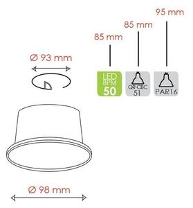 BPM 3161.02.RF.WH-WH.GU Vestavné svítidlo Aluminio Blanco, bílá, 1x50W, 230V (starý kód: BPM 3160.01) - BPM