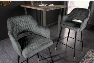 Massive home | Barová židle Paris šedozelený samet – sada 2 kusů 41517