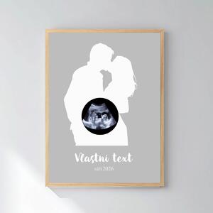 Personalizovaný magický fotoobraz v rámu - čtverec 30x40 - s párem a ultrazvukem