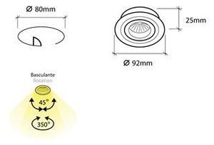 BPM 3053LED2.D40.3K Vestavné svítidlo Aluminio Negro, černá 7W 500lm 3000K LED 230V - BPM