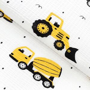 Goldea bavlněný krep - bagry a stavební auta 160 cm