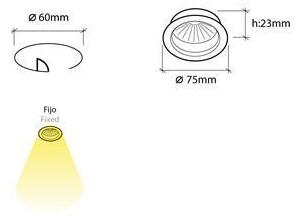 BPM 3018LED2.D40.3K Vestavné svítidlo Aluminio Plata, kartáč.hliník 7W 500lm 3000K 230V - BPM