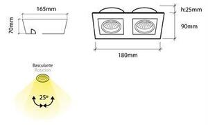BPM 3001LED1.D40.3K Vestavné svítidlo Aluminio Plata kartáč.hliník 2x 7W LED 40° 3000K 230V - BPM