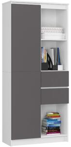 Ak furniture Knihovna R 80 cm CLP R15 bílá/grafitová
