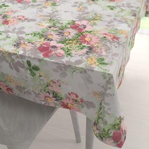Biante Bavlněný obdélníkový ubrus Sandra SA-704 Malované růžovo-červené květy na šedém 50x100 cm