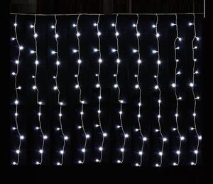 Vnitřní LED vánoční závěs - studená bílá, 8 programů, 1,2m, 144 LED