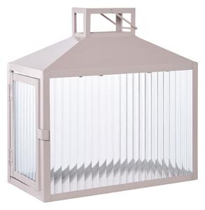 Lucerna Lucca, kov/sklo, béžovo-šedá, 26,5×13×26,5 cm – House Nordic