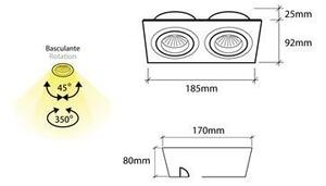 BPM 3055LED2.D40.3K Vestavné svítidlo Aluminio Negro, černá 2x 7W LED 230V - BPM