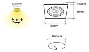BPM 3021LED2.D40.3K Vestavné svítidlo Aluminio Plata, kartáč.hliník 7W 500lm 40°3000K LED 230V - BPM