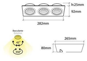 BPM 3056LED2.D40.3K Vestavné svítidlo Aluminio Negro černá 3x 7W LED 230V - BPM