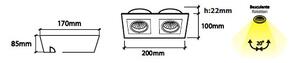 BPM 4267LED2.D40.3K Vestavné svítidlo Aluminio Blanco bílá 2x 10W LED 230V - BPM