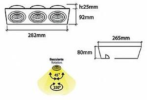 BPM 4213LED2.D40.3K Vestavné svítidlo Aluminio Blanco, bílá 3x10W LED - BPM