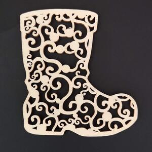 AMADEA Dřevěná ozdoba bota s ornamentem 8 cm