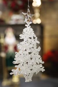 Ledově bílý závěsný vánoční stromek 19cm