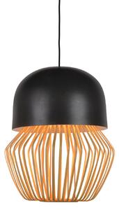 Závěsná svítidlo Forestier, Anemos, stmívatelné, Černá, Obývací pokoj, Bambus, Design