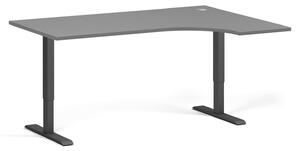 Rohový výškově nastavitelný stůl, 160x120 cm, 1 motor, L/P, černá podnož, grafit