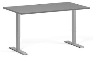 Výškově nastavitelný stůl, 140x80 cm, 1 motor, šedá podnož, grafit