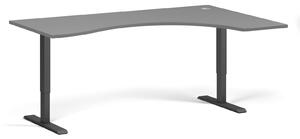 Ergonomický výškově nastavitelný stůl, 180x120 cm, 1 motor, L/P, černá podnož, grafit