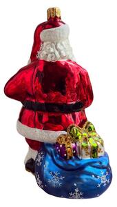 Dům Vánoc Sběratelská skleněná ozdoba na stromeček Santa s dárky u komína