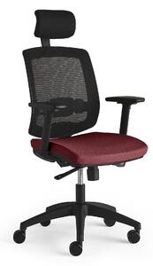 AJ Produkty Kancelářská židle STANLEY, s područkami a opěrkou hlavy, nachově červená