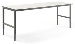 AJ Produkty Pracovní stůl CARGO, 2400x750 mm, bílá laminátová deska, šedý rám