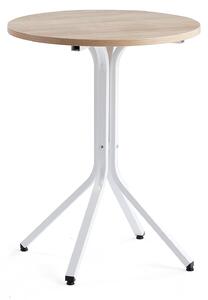 AJ Produkty Stůl VARIOUS, Ø700 mm, výška 900 mm, bílá, dub