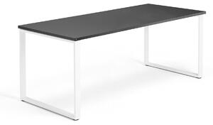 AJ Produkty Psací stůl QBUS, O-podnož, 1800x800 mm, bílý rám, černá