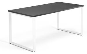 AJ Produkty Psací stůl QBUS, O-podnož, 1600x800 mm, bílý rám, černá