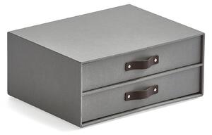 AJ Produkty Zásuvkový box TIDY, 2 zásuvky, 255x330x145 mm, šedý s koženými úchytkami