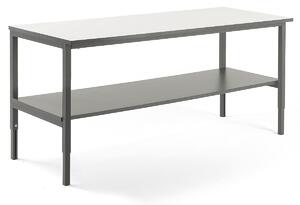 AJ Produkty Pracovní stůl CARGO, se spodní policí, 2000x750 mm, bílá deska, šedý rám