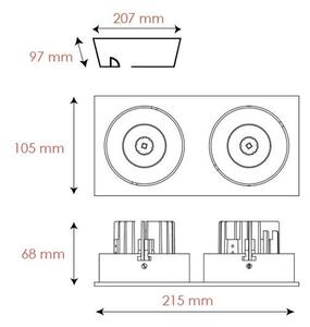 BPM 3135.01.RF.WH-WH.60.ST.9.30 Zápustné svítidlo MESEL 3135 matná bílá,2x9,3W, 3000K, 60°, 2x977lm - BPM (starý kód: 3135.W-W.D60.3K)