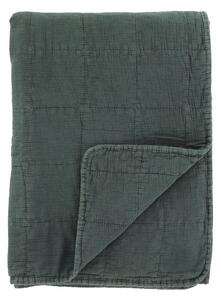Tmavě zelený přehoz s opraným vzhledem Aix Vintage Quilt - 130*180 cm - Chic Antique
