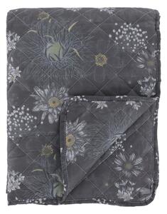 Tmavě šedý přehoz s květinami Aix Vintage Quilt - 130*180 cm - Chic Antique