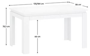 Rozkládací jídelní stůl LINDY 135-184x86 cm