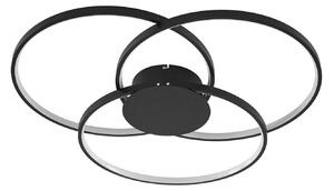 Stropní lampa Lindby, Riley, stmívatelné, Černá, Obývací pokoj, Kov, Moderní