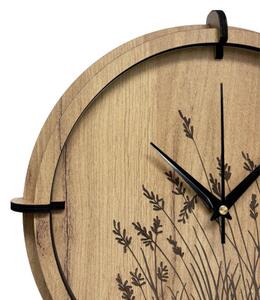 Dřevěné nástěnné hodiny s přírodním motivem Designová dekorace | SENTOP HDF0587-GOLD-OAK