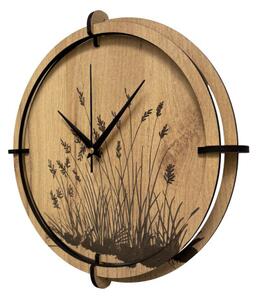 Dřevěné nástěnné hodiny s přírodním motivem Designová dekorace | SENTOP HDF0587-GOLD-OAK