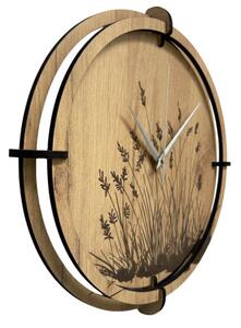 Dřevěné nástěnné hodiny s přírodním motivem Designová dekorace | SENTOP HDF0587-GOLD-OAK